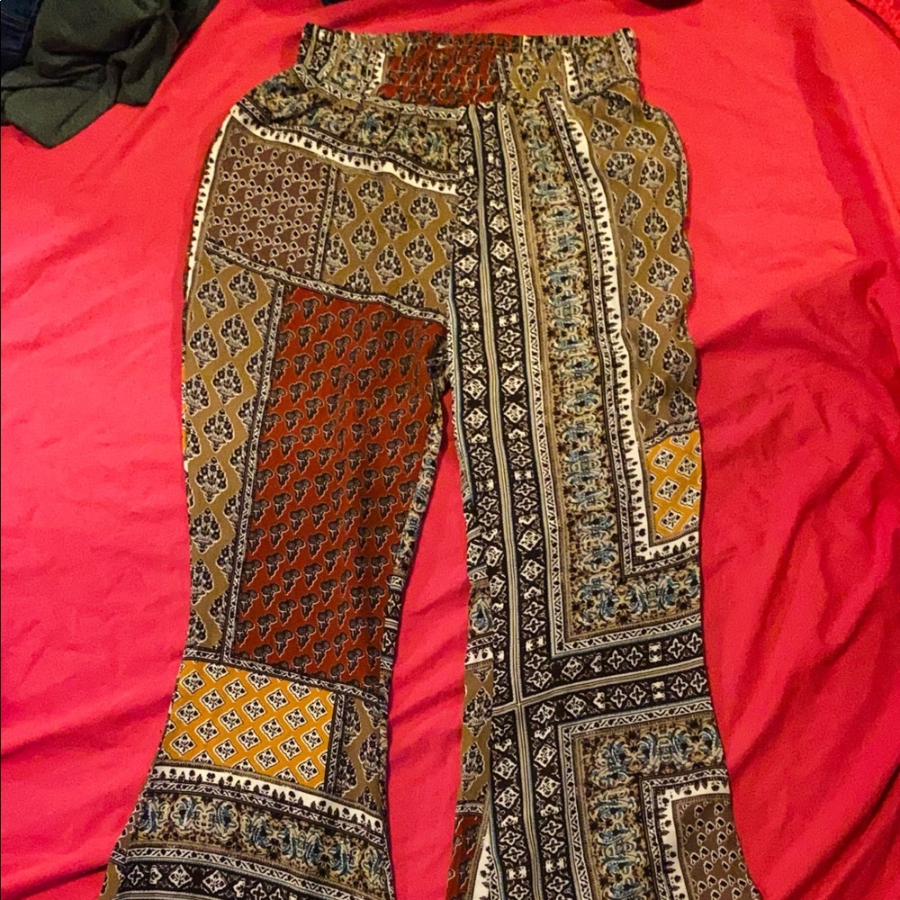 Umgee paisley patterned boho bell bottom pants
